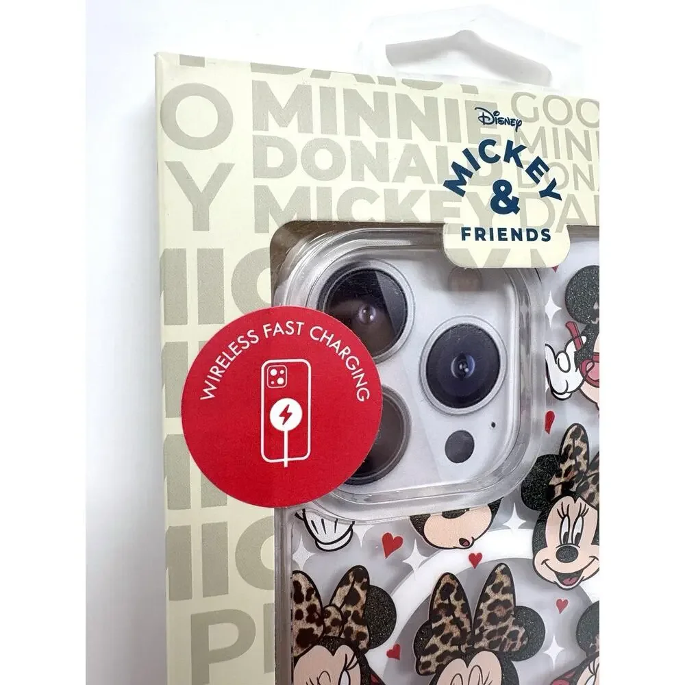 Disney Minnie Mouse iPhone 15 Pro Max Case Leopard Bow Glitter Skinny Dip NIP